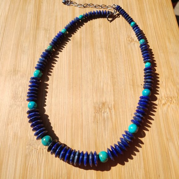 Jay King DTR mine finds Lapis disc and Turquoise necklace 925 Sterling Silver - Picture 3 of 6